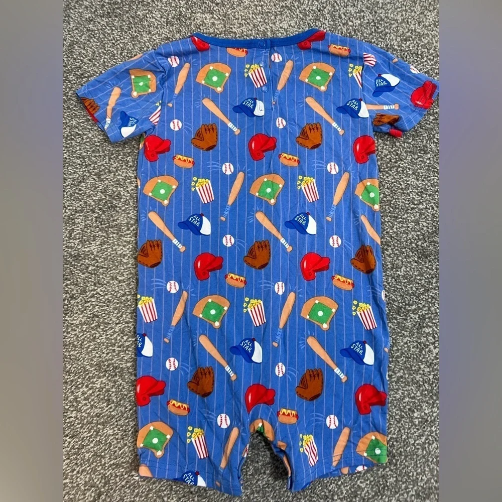 Little sleepies Blue Baseball Print Baby Romper 3T